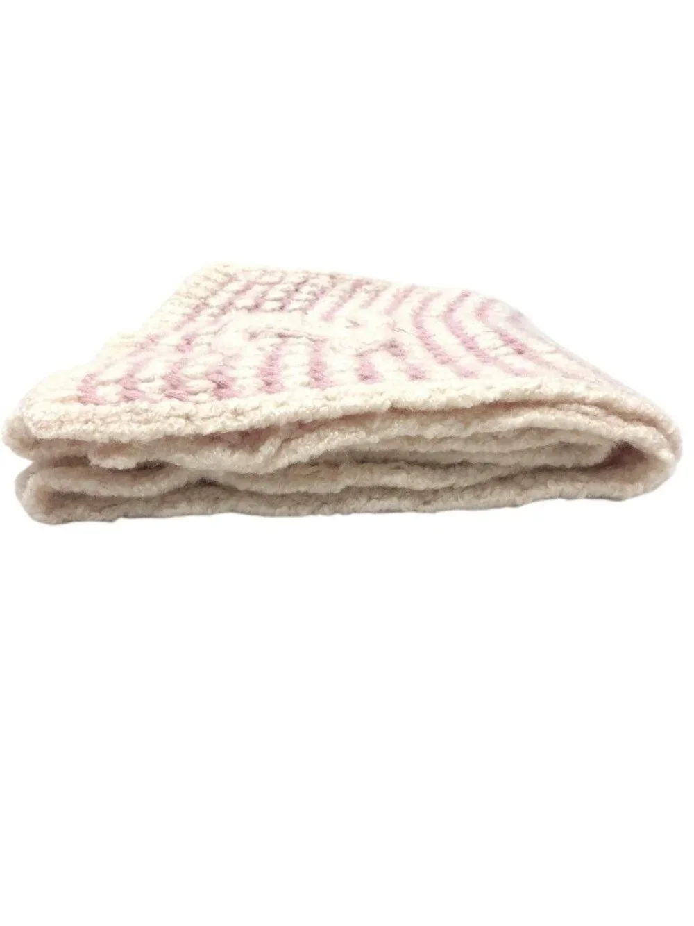 Chanel Scarf CC Logo Braided Cashmere White